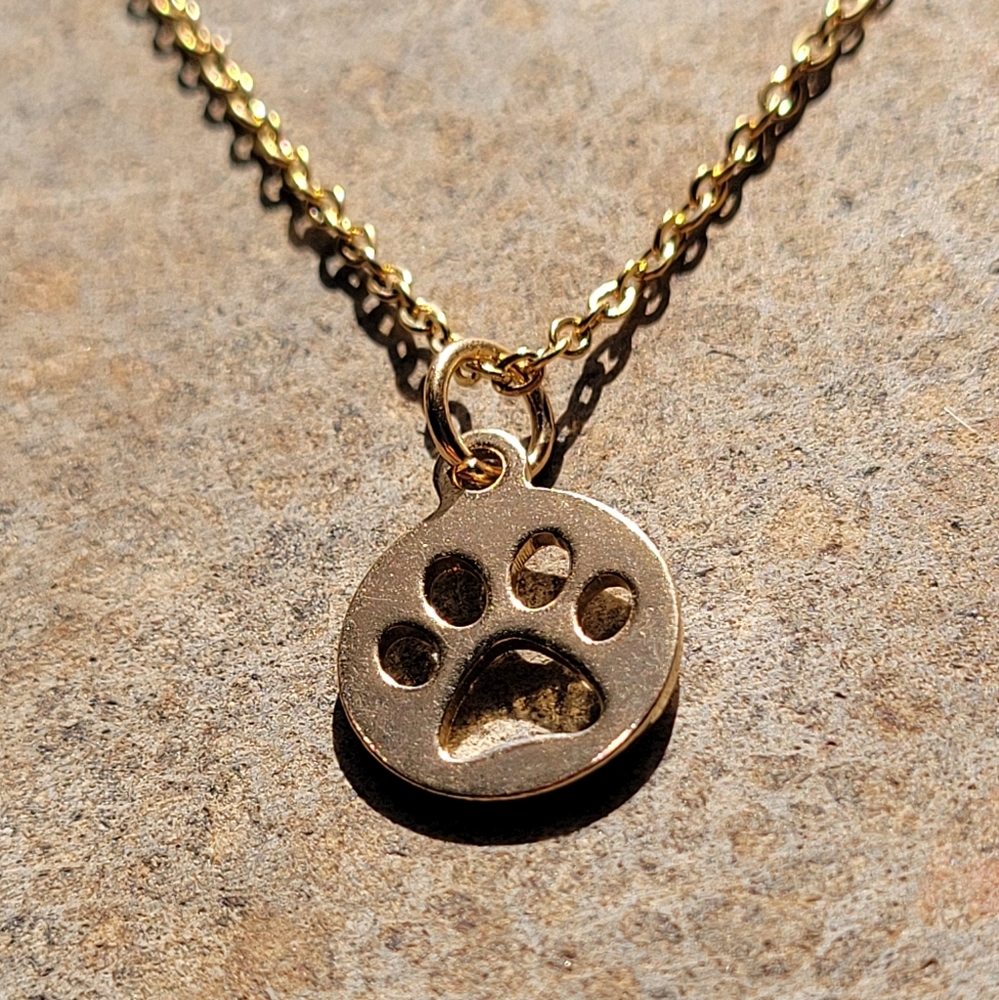 Paw Print Sterling Silver and Gold Plated Necklaces - Picture 3 of 6